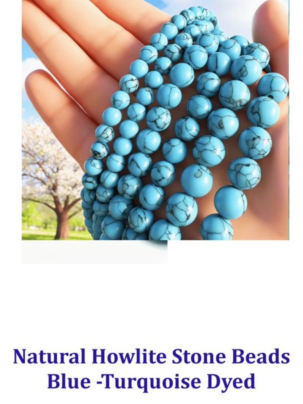Natural Howlite Stone Beads Turquoise Dyed   Light blue   15" Strand